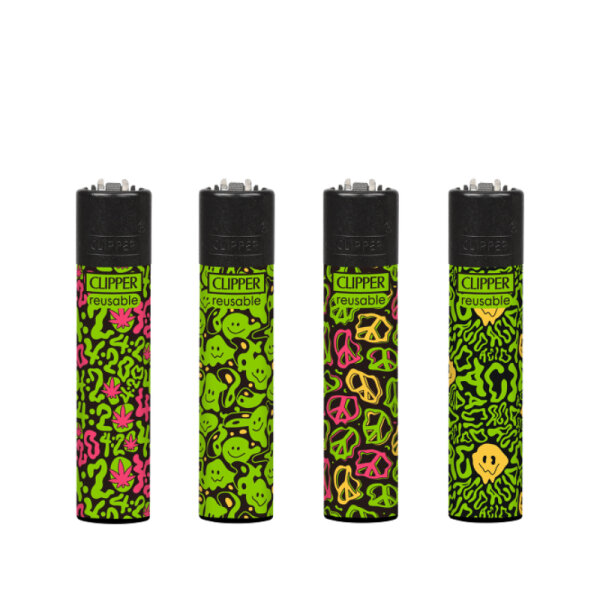 GIZEH Clipper Feuerzeug Softflame - Acid Pattern D (1 x 4Stk)