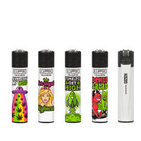 GIZEH Clipper Feuerzeug Softflame - Weed Slogan 8A (1 x...