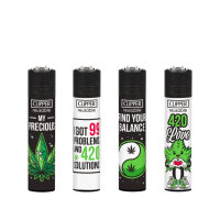 GIZEH Clipper Feuerzeug Softflame - Weed Slogan 13D (1 x...