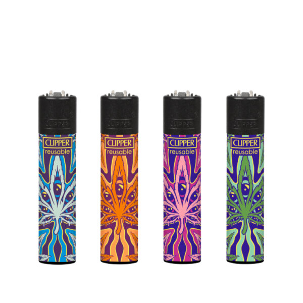 GIZEH Clipper Feuerzeug Softflame - Psychedelic Leaf (1 x 4Stk)